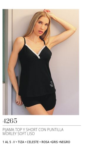 Pijama morley soft top con puntilla y short